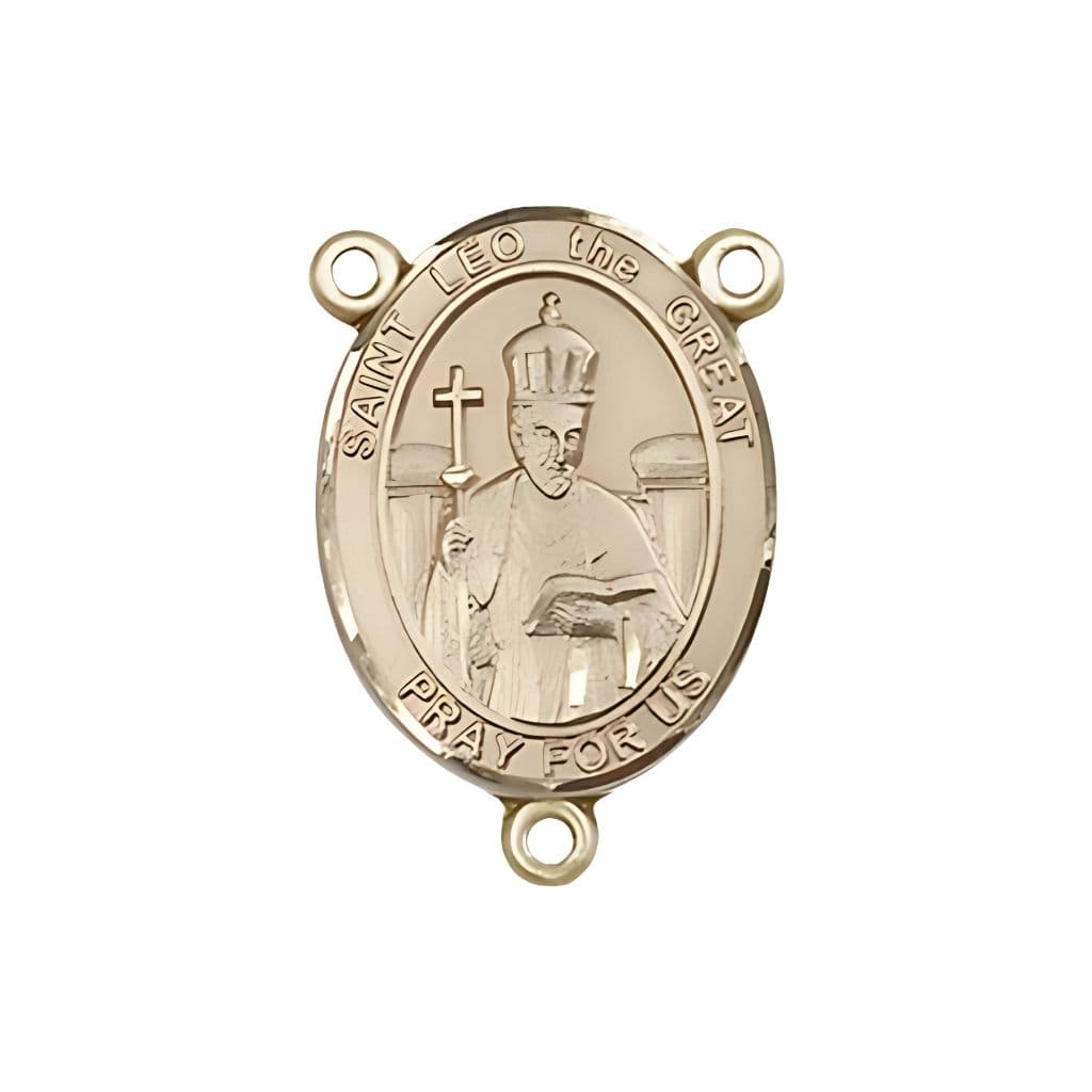 Bliss St. Leo the Great Engravable Rosary Centerpiece in Gold, 3/4-inch,