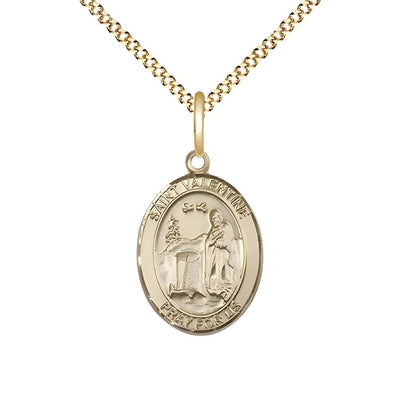 St. Valentine of Rome 14kt Gold-filled Oval Medal Pendant with Gold-plated Chain, Measures 3/4-inch tall by 1/2-inch wide, Bliss Manufacturing