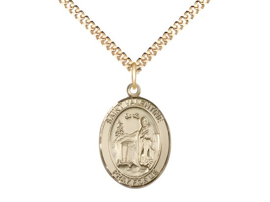 Bliss Medium 14kt Gold Filled St Valentine of Rome Pendant on a 18 inch Gold Filled Light Curb Chain,