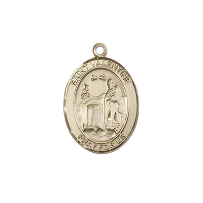 St. Valentine of Rome 14kt Gold Oval Medal Pendant, Measures 3/4-inch tall by 1/2-inch wide, Bliss Manufacturing