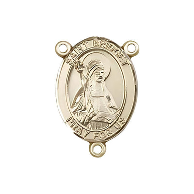 Gold St Bridget of Sweden Engravable Center Rosary Part, Bliss Manufacturing