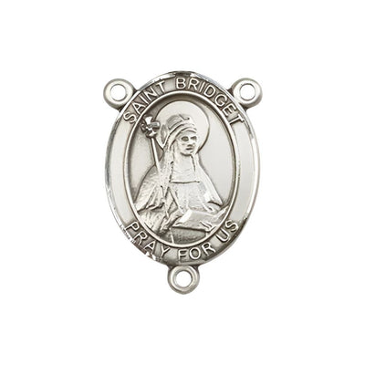 Saint Bridget of Sweden Engravable Center Rosary Part, pewter / sterling silver / gold-filled, Bliss Manufacturing
