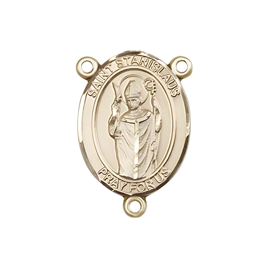 Bliss St. Stanislaus Engravable Gold Rosary Centerpiece, Measures 3/4-inch tall by 1/2-inch wide