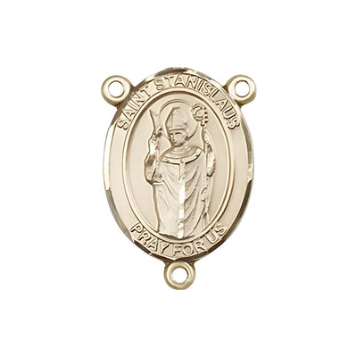 St. Stanislaus Engravable Gold Rosary Centerpiece, Measures 3/4-inch tall by 1/2-inch wide, Bliss Manufacturing