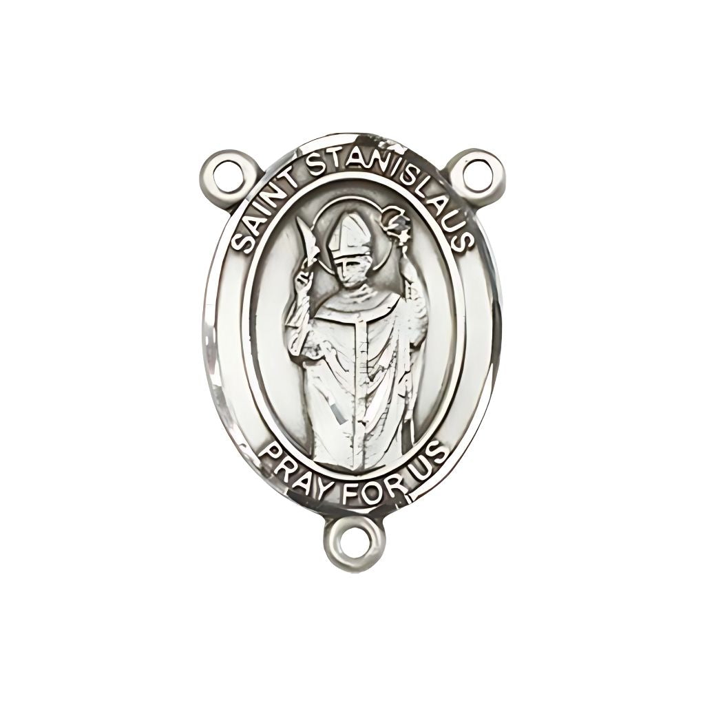 Bliss St. Stanislaus Engravable Silver Rosary Centerpiece, Measures 3/4-inch tall by 1/2-inch wide