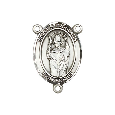 St. Stanislaus Engravable Silver Rosary Centerpiece, Measures 3/4-inch tall by 1/2-inch wide, Bliss Manufacturing