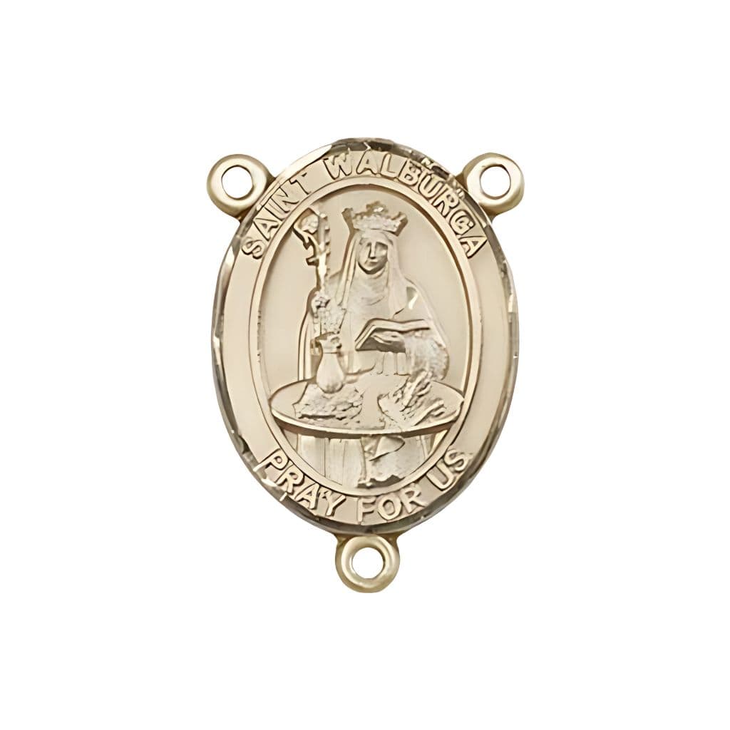 Bliss St. Walburga Engravable Rosary Centerpiece in Gold, 3/4-inch,