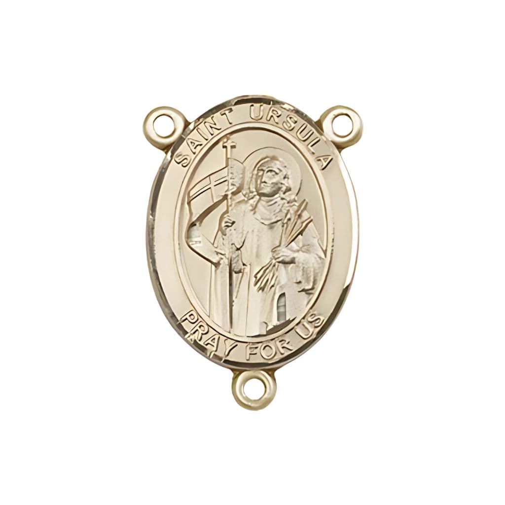 Bliss St. Ursula Engravable Rosary Centerpiece in Gold, 3/4-inch,