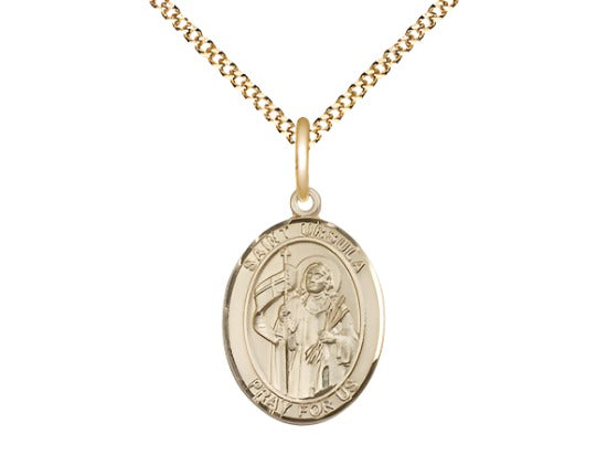 Medium Bliss St Ursula Gold-filled Oval Medal Necklace w/Chain,