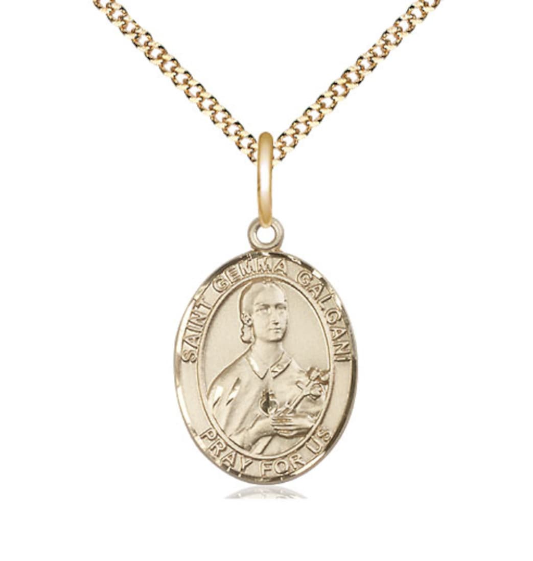 Bliss St Gemma Galgani Gold Filled Oval Medium Medal Necklace w/Plated Chain,