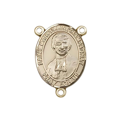 St. Marcellin Champagnat Engravable Gold Rosary Centerpiece, 3/4-inch, Bliss Manufacturing