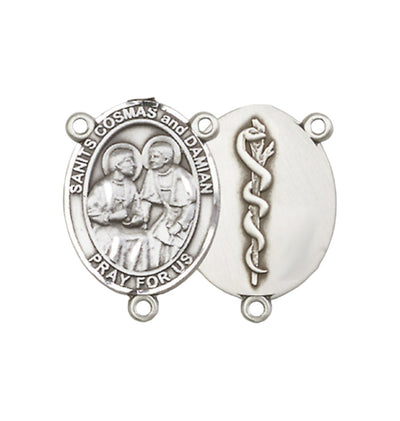 Pewter St Cosmas/St Damian Doctor Symbol Center Rosary Part, Bliss Manufacturing