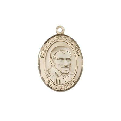 St. Vincent de Paul 14kt Gold Oval Medal Pendant, Measures 3/4-inch tall by 1/2-inch wide, Bliss Manufacturing