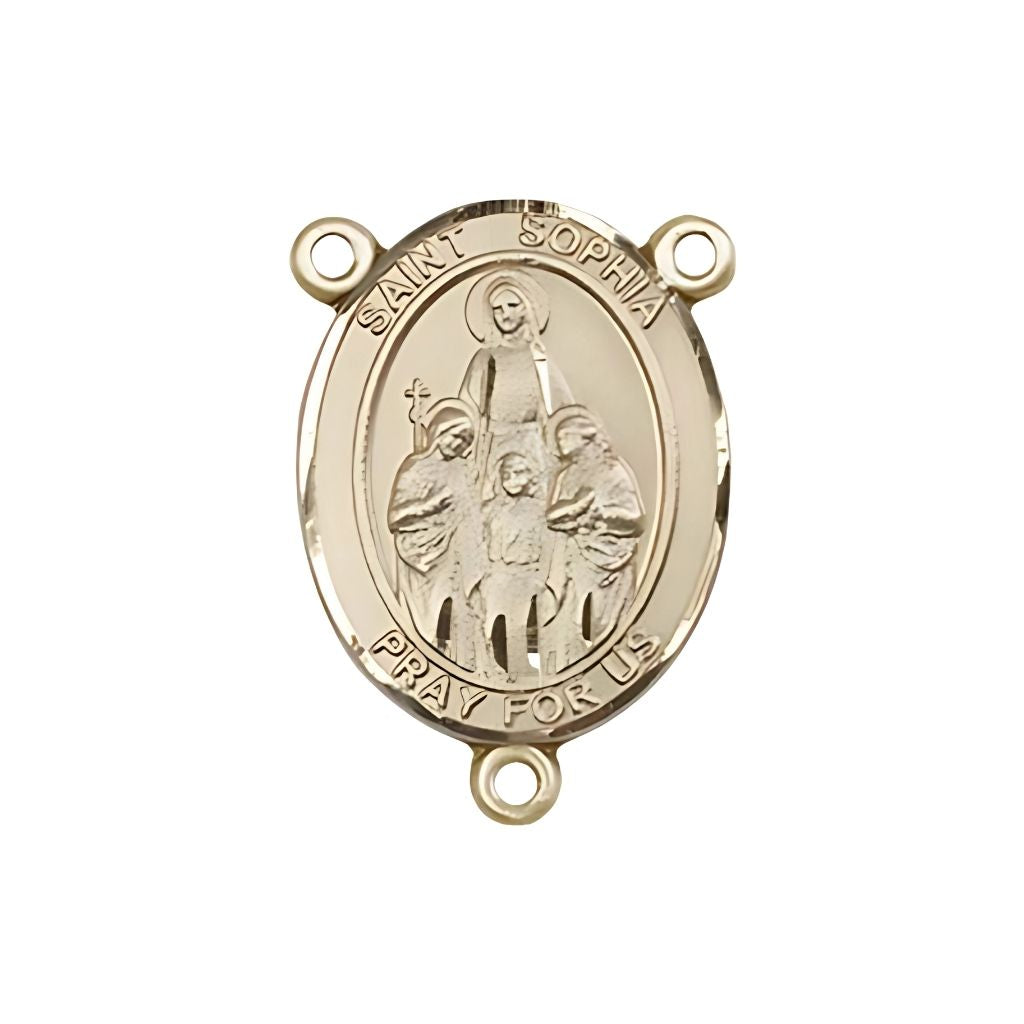 Bliss St. Sophia Engravable Gold Rosary Centerpiece, Measures 3/4-inch tall by 1/2-inch wide