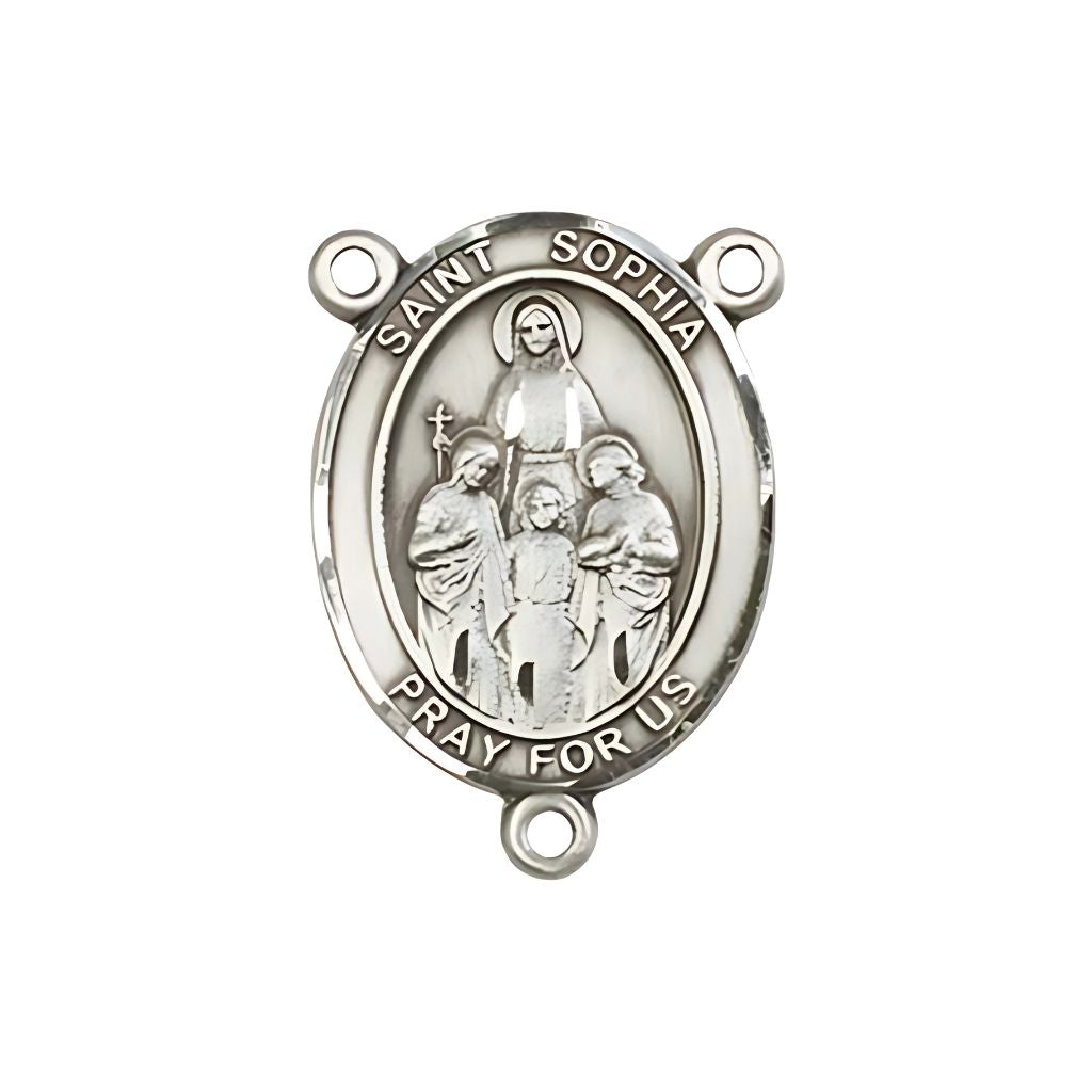 Bliss St. Sophia Engravable Silver Rosary Centerpiece, Measures 3/4-inch tall by 1/2-inch wide