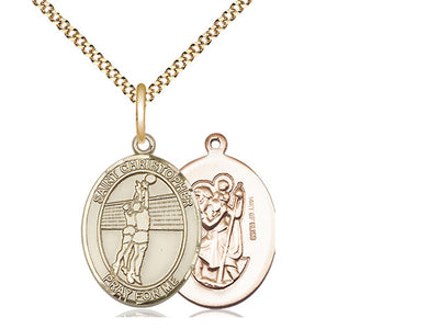 St Christopher Volleyball Catholic Patron Saint Medal, gold-filled, Bliss Manufacturing