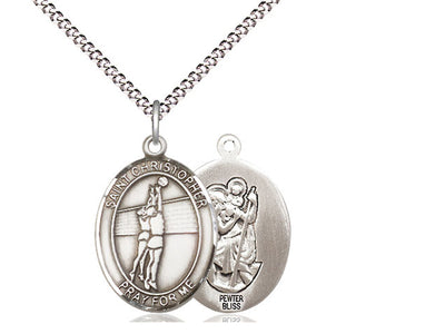 St Christopher Volleyball Catholic Patron Saint Medal, pewter, Bliss Manufacturing