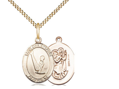 St Christopher Gymnastics Catholic Patron Saint Medal, gold-filled, Bliss Manufacturing