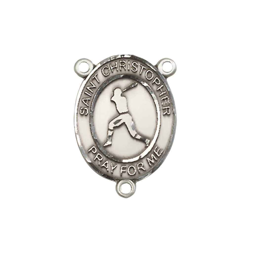  Bliss St. Christopher Baseball Engravable Rosary Centerpiece, 3/4-inch,