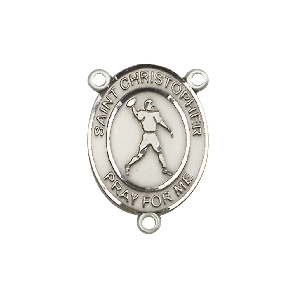 Bliss St. Christopher Football Engravable Rosary Centerpiece, 3/4-inch,