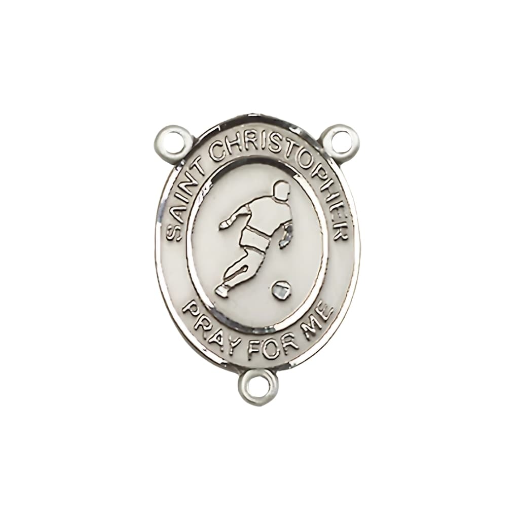 Bliss St. Christopher Soccer Engravable Rosary Centerpiece, 3/4-inch,