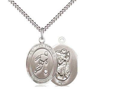 Saint Christopher Soccer Catholic Patron Saint Medal, sterling silver, Bliss Manufacturing