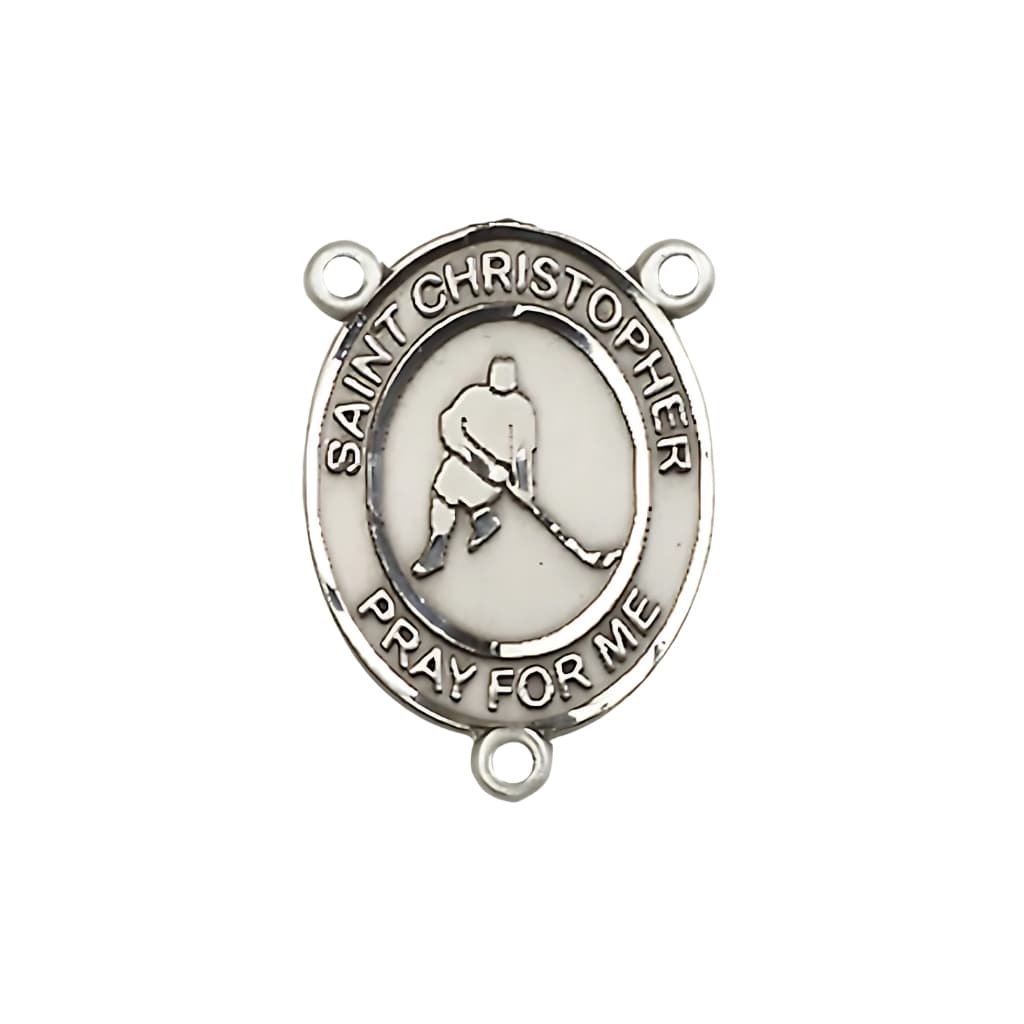 Bliss St. Christopher Ice Hockey Engravable Rosary Centerpiece, 3/4-inch,