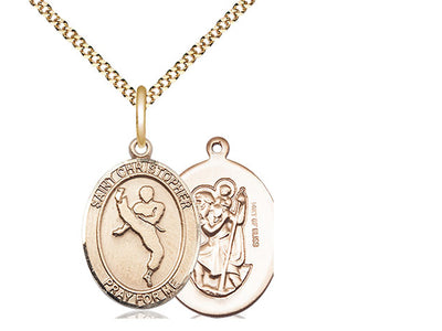 Saint Christopher Martial Arts Catholic Patron Saint Medal, gold-filled, Bliss Manufacturing