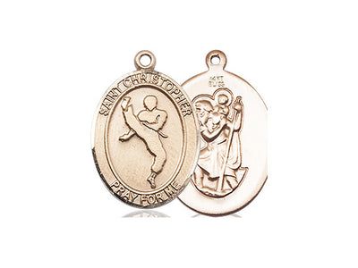 Saint Christopher Martial Arts Catholic Patron Saint Medal, 14kt gold, Bliss Manufacturing
