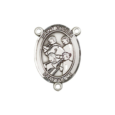 St. Cecilia Marching Band Engravable Rosary Centerpiece, Measures 3/4-inch by 1/2-inch, available in pewter, sterling silver, 14kt gold-filled and 14kt gold, Bliss Manufacturing