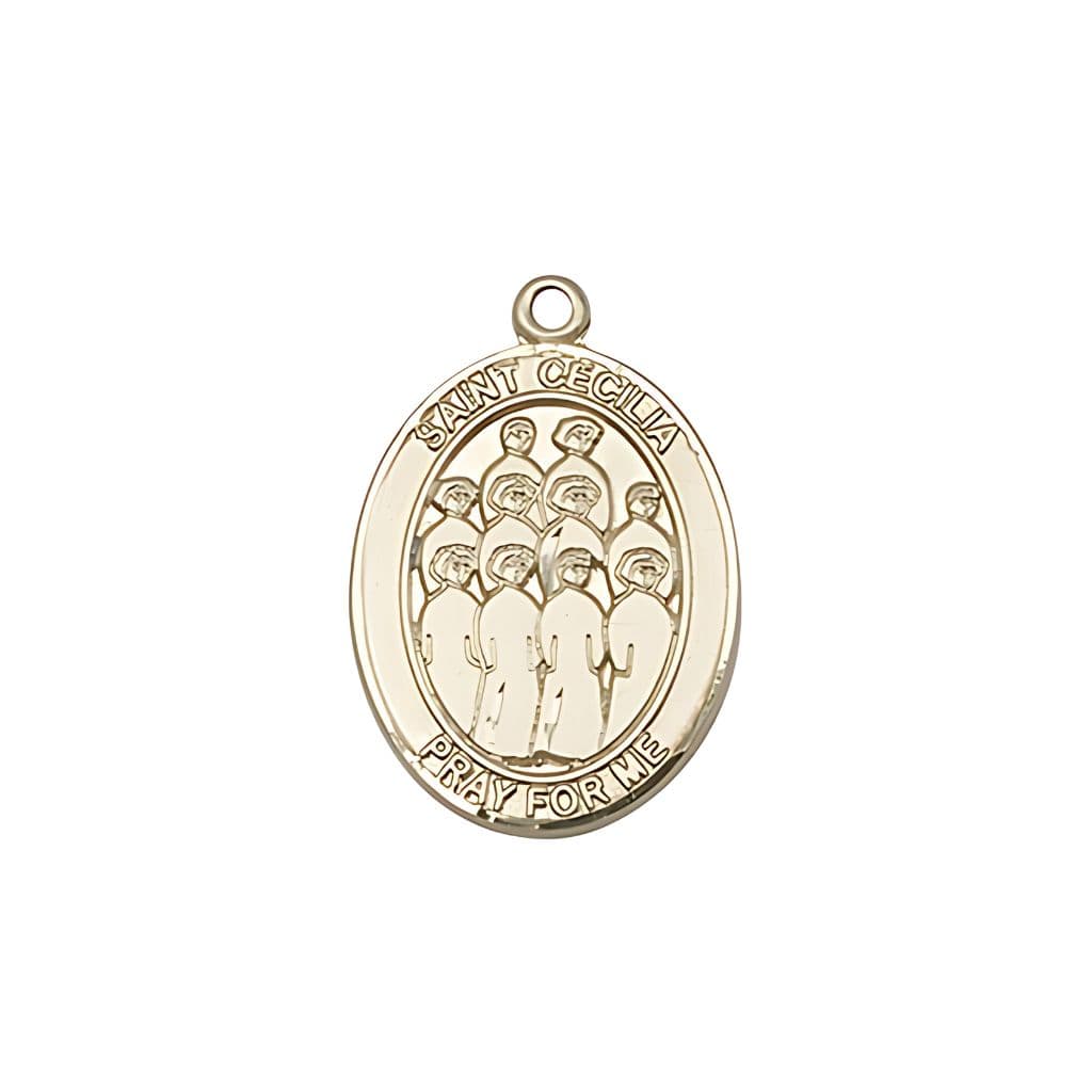 Bliss St. Cecilia Choir 14kt Gold Oval Medal, 3/4-inch tall by 1/2-inch wide