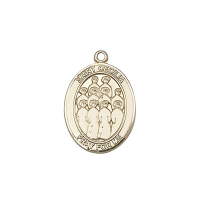 St. Cecilia Choir 14kt Gold Oval Medal, 3/4-inch tall by 1/2-inch wide, Bliss Manufacturing