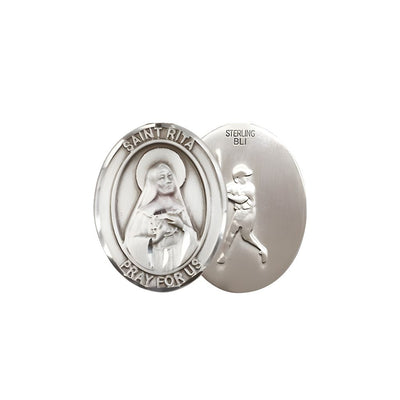 St. Rita Baseball Engravable Rosary Centerpiece, Measures 3/4-inch by 1/2-inch, pewter / sterling silver / gold-filled, Bliss Manufacturing