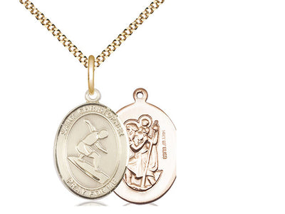 Saint Christopher Surfing Catholic Patron Saint Medal, gold-filled, Bliss Manufacturing