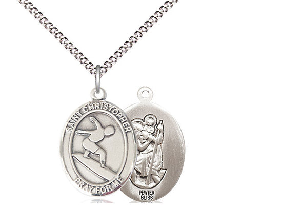 Bliss Saint Christopher Surfing Catholic Patron Saint Medal