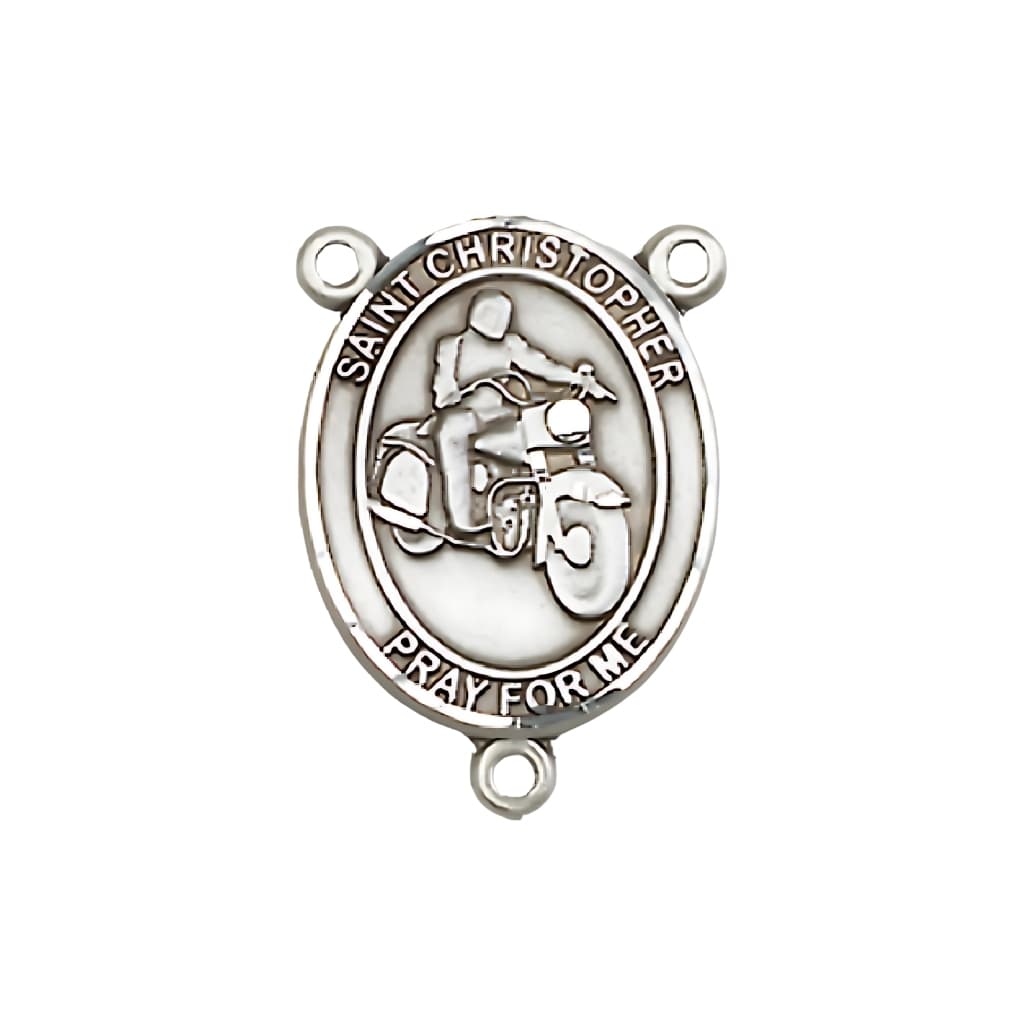 Bliss St. Christopher Motorcycle Engravable Rosary Centerpiece, 3/4-inch,