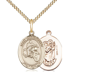 Saint Christopher Motorcycle Catholic Patron Saint Medal, gold-filled, Bliss Manufacturing