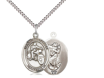 Saint Christopher Motorcycle Catholic Patron Saint Medal, pewter, Bliss Manufacturing