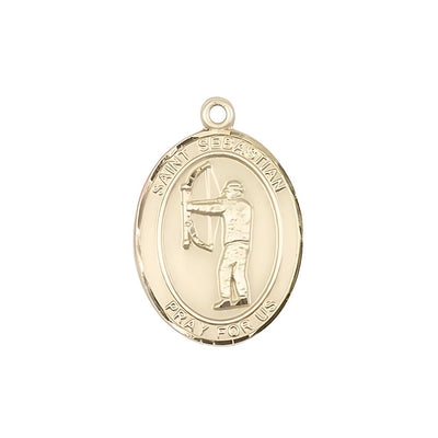 St. Sebastian Archery 14kt Gold Oval Medal, Measures 3/4-inch x 1/2-inch, Bliss Manufacturing