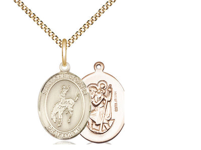 Saint Christopher Rodeo Catholic Patron Saint Medal, gold-filled, Bliss Manufacturing