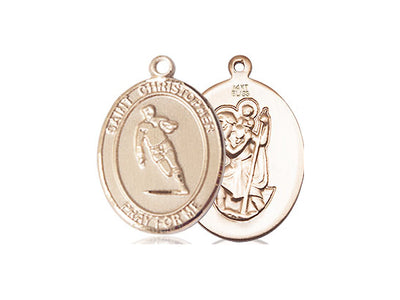 Saint Christopher Rugby Catholic Patron Saint Medal, 14kt gold, Bliss Manufacturing