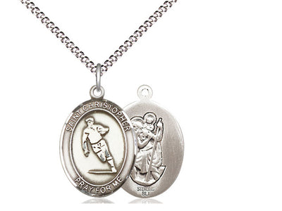 Saint Christopher Rugby Catholic Patron Saint Medal, sterling silver, Bliss Manufacturing