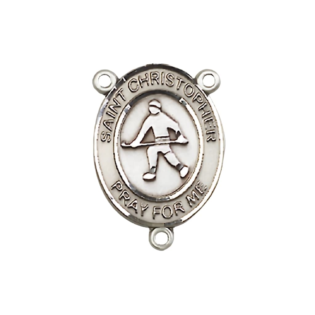 Bliss St. Christopher Field Hockey Engravable Rosary Centerpiece in Silver, 3/4-inch,