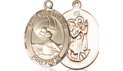 Medium 14kt Gold St Christopher Water Polo-Women Medal, Bliss Manufacturing