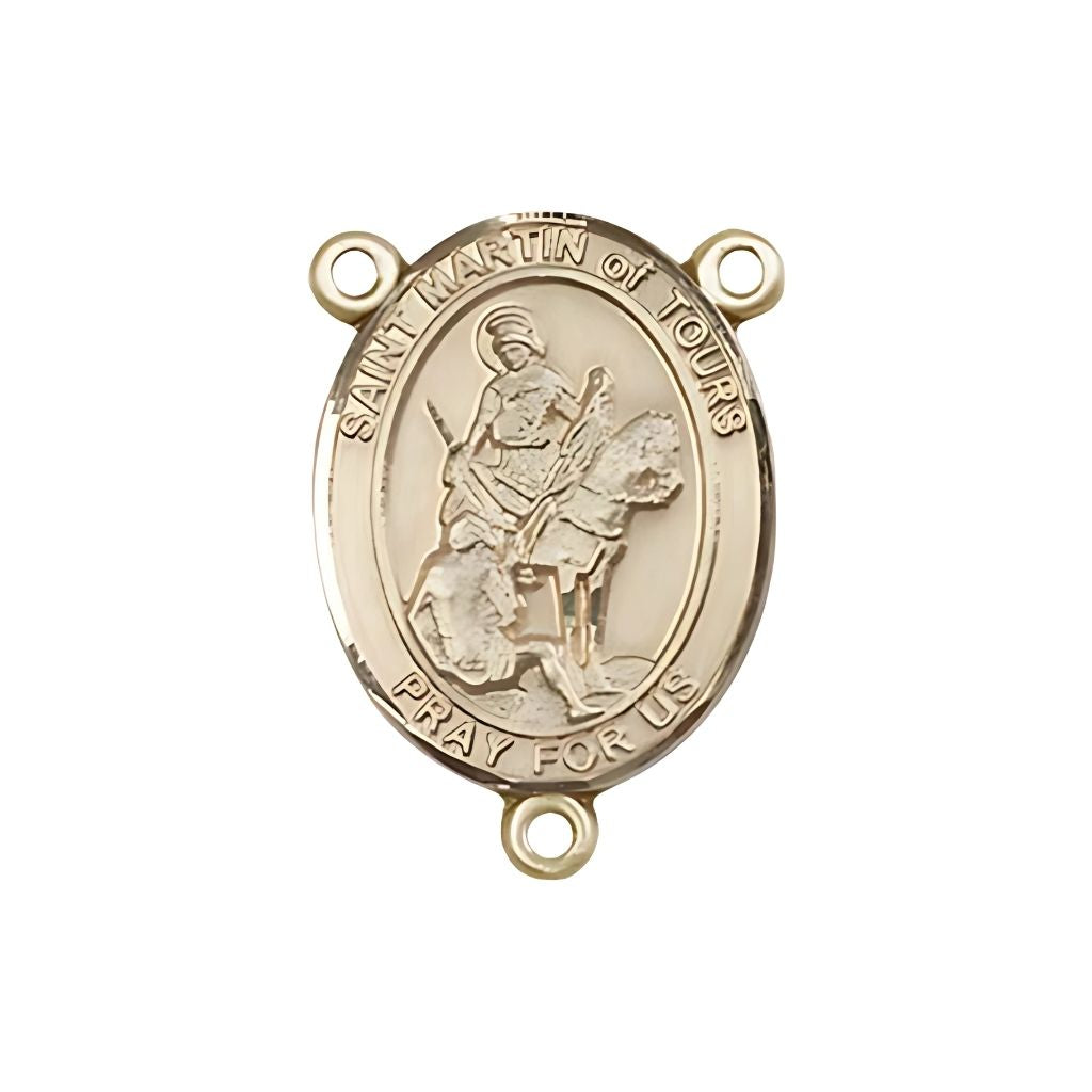 Bliss St. Martin of Tours Engravable Gold Rosary Centerpiece, 3/4-inch