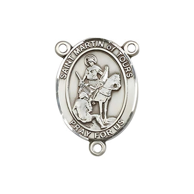 St. Martin of Tours Engravable Silver Rosary Centerpiece, 3/4-inch, Bliss Manufacturing