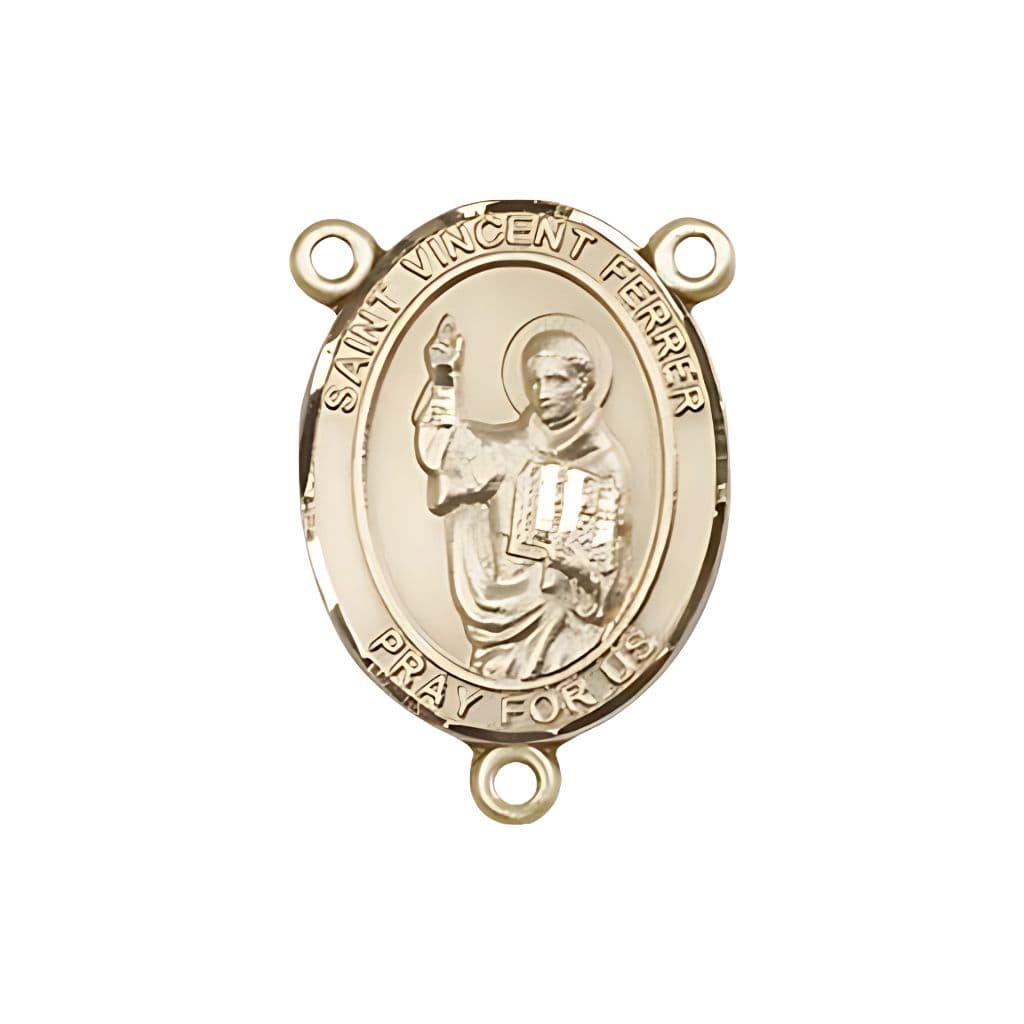 Bliss St. Vincent Ferrer Engravable Rosary Centerpiece in Gold, 3/4-inch,
