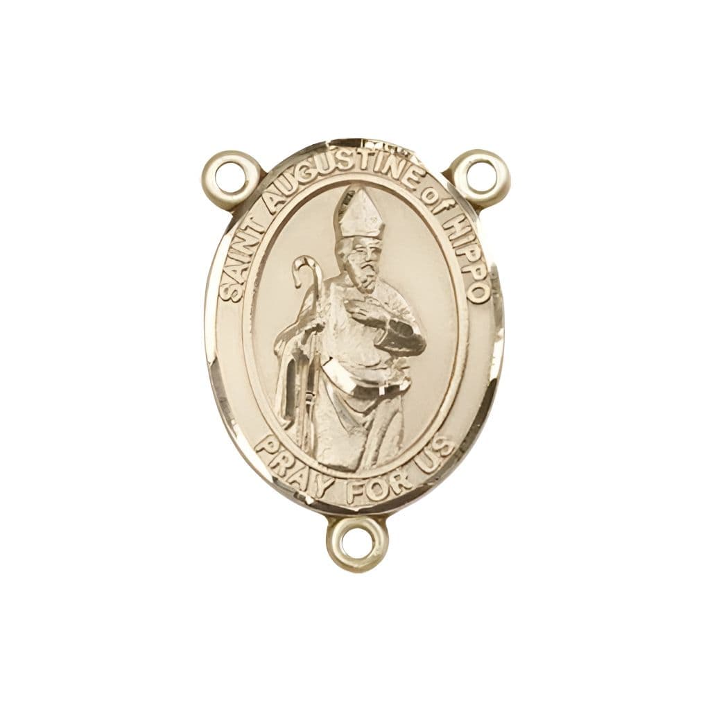 Bliss St Augustine of Hippo Engravable Center Rosary Part in 14kt Gold,