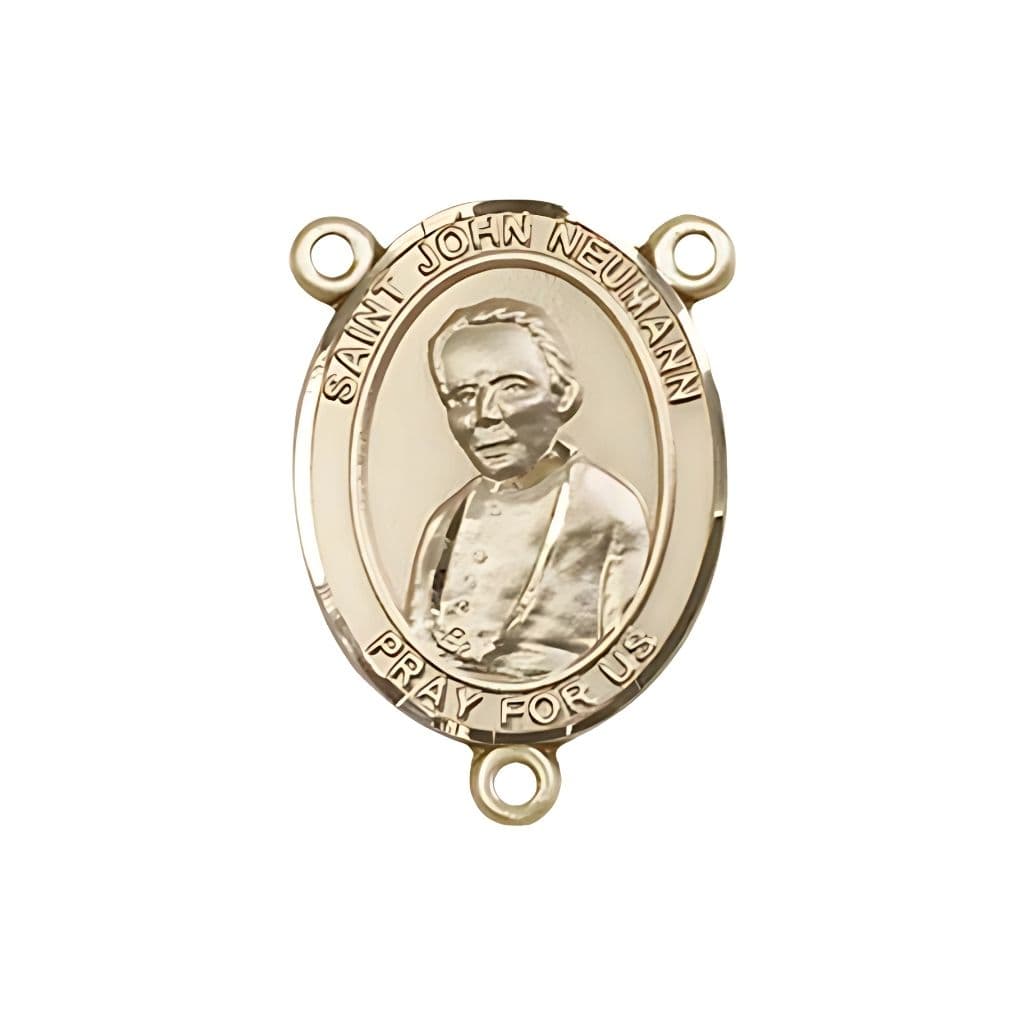 Bliss St. John Neumann Engravable Rosary Centerpiece in Gold,