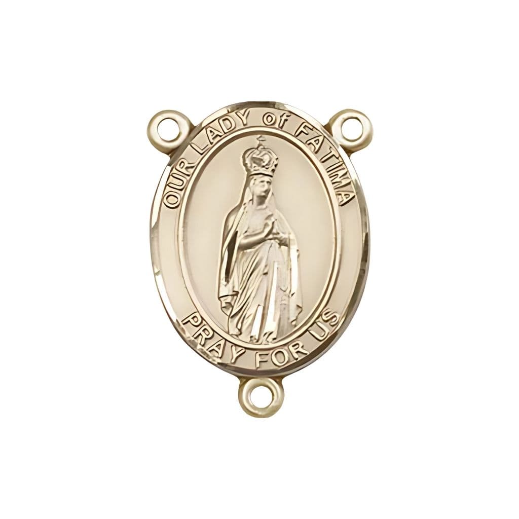Bliss Our Lady of Fatima Engravable Rosary Centerpiece  | USA in 14kt Gold,